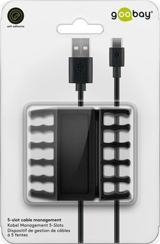 Kabelorganisator 3M selbstklebend schwarz für 5 Kabel Goobay
