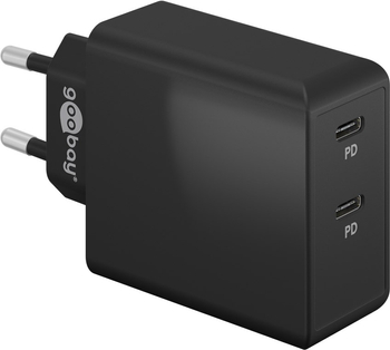 Ladegerät 2x USB-C 36W PD Goobay BLACK