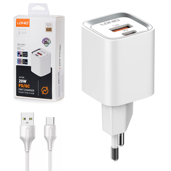 USB 20W PD QC3.0 Ladegerät USB-A USB-C Kabel