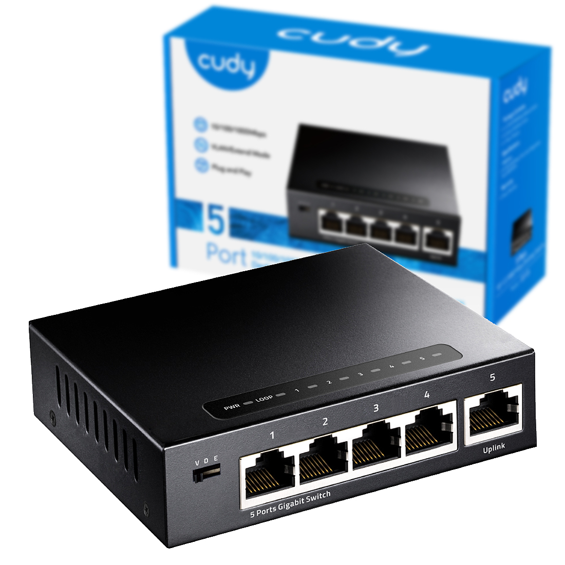 5-portowy gigabitowy przełącznik LAN SWITCH Cudy GS105 Metal