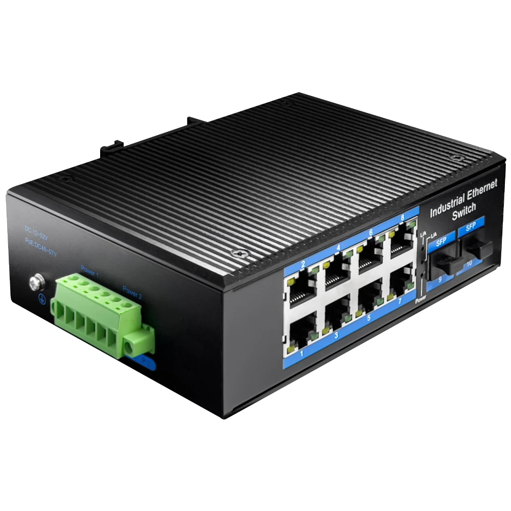 10-portowy SWITCH przemysłowy sieciowy LAN 8xRJ45 Gigabit 2 porty SFP IG1008S2