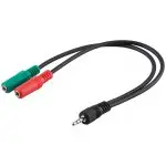 Adapter audio 2x gniazdo Jack 3,5mm (3-pin, stereo) na wtyk Jack 3,5mm (4-pin, stereo) do słuchawek komputerowych Goobay