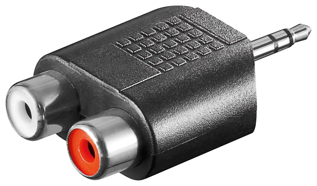 Adapter audio przejście 2x gniazdo RCA cinch na 1x wtyk Jack 3,5mm Goobay