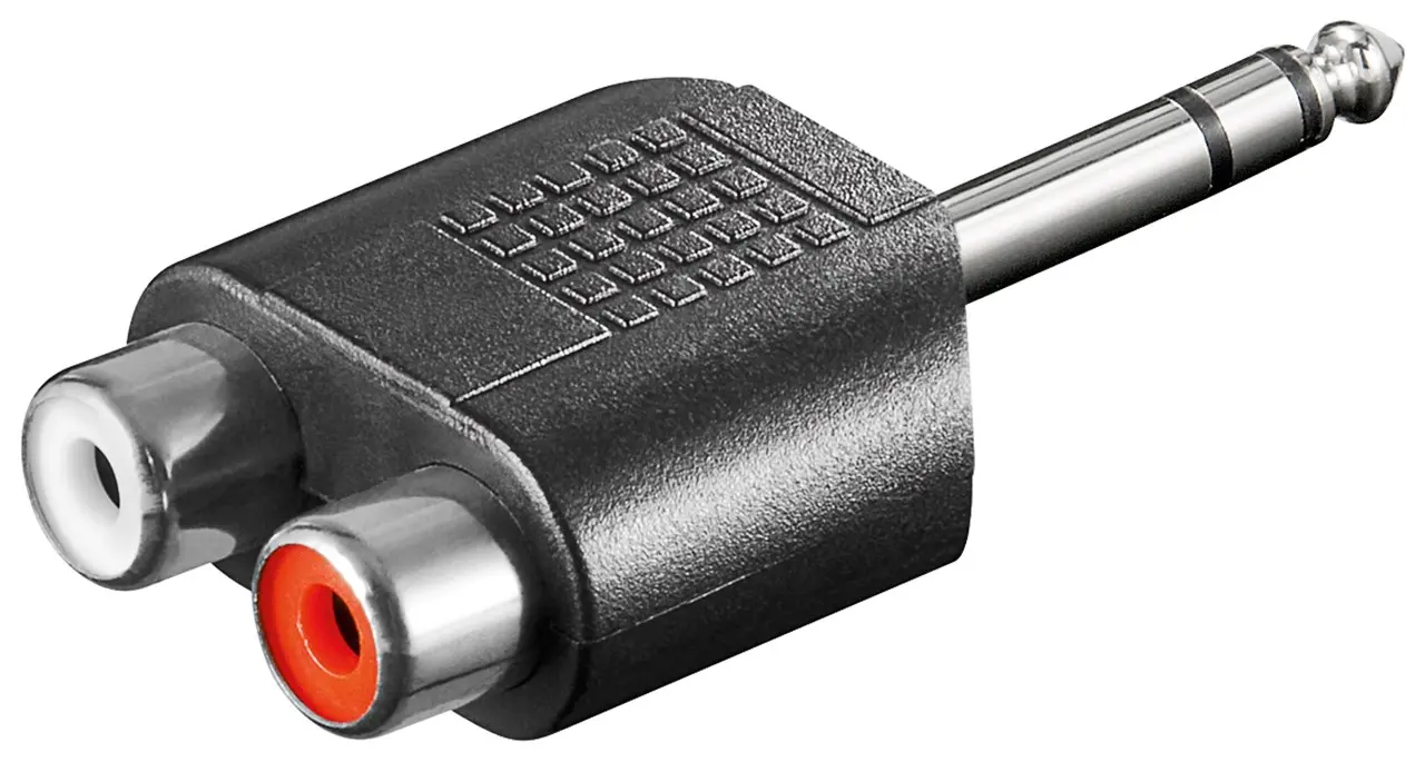 Adapter audio przejście 2x gniazdo RCA cinch na 1x wtyk Jack 6,35mm Goobay