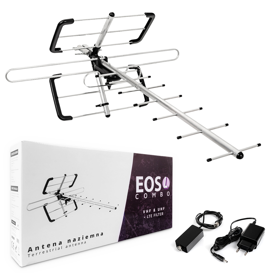 Antena DVB-T Spacetronik EOS L Combo Black Aktywna