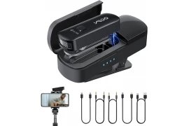 Bezprzewodowy mikrofon krawatowy USB-C, USB, Lightning YMOO M5Pro + etui ładujące