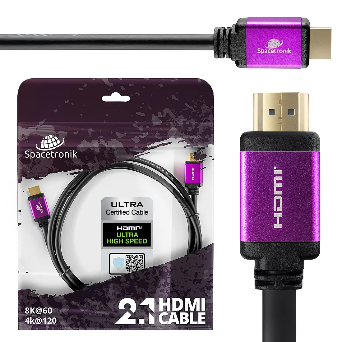 Certyfikowany Kabel HDMI 2.1 8K Spacetronik SH-SPR030 3m