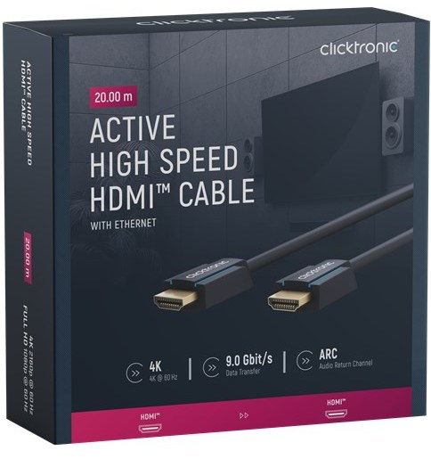 CLICKTRONIC Aktywny kabel HDMI 2.0 4K 60Hz 20 m