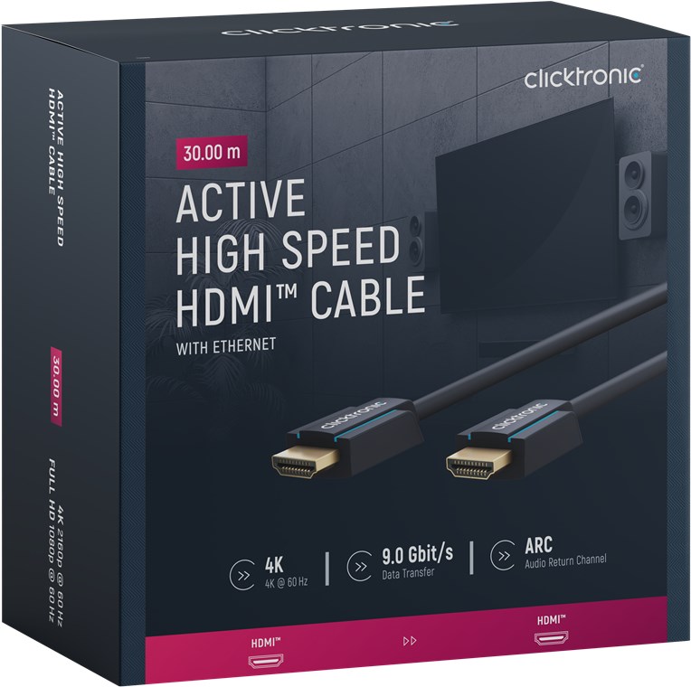 CLICKTRONIC Aktywny kabel HDMI 2.0 4K 60Hz 30m