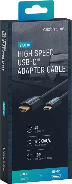 CLICKTRONIC Kabel adapter USB-C do HDMI 2.0 4K 60Hz 2m