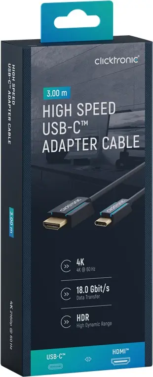 CLICKTRONIC Kabel adapter USB-C do HDMI 2.0 4K 60Hz 3m