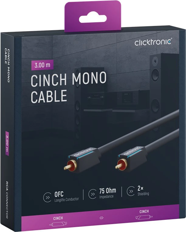 CLICKTRONIC Kabel Audio Subwoofer Coaxial RCA - RCA 3m OUTLET