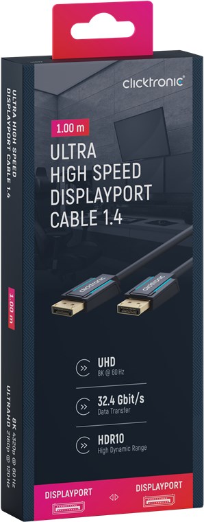 CLICKTRONIC Kabel DisplayPort DP - DP 1.4 8K 60Hz 1m