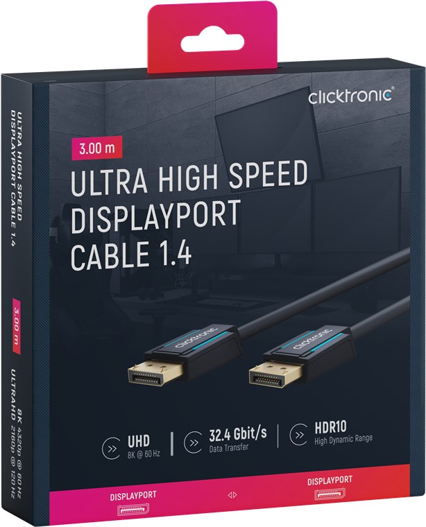 CLICKTRONIC Kabel DisplayPort DP - DP 1.4 8K 60Hz 3m