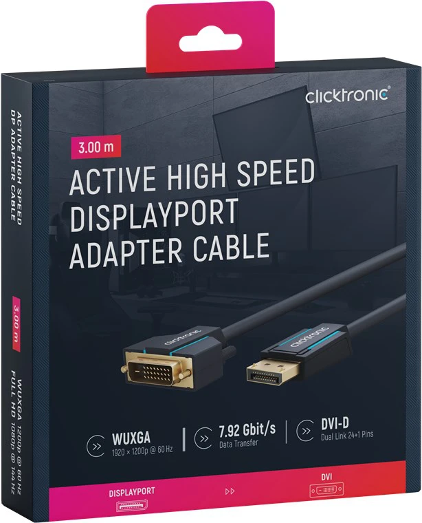 CLICKTRONIC Kabel DisplayPort DP - DVI  3m