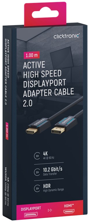 CLICKTRONIC Kabel DisplayPort DP - HDMI 2.0 4K 60Hz 1m