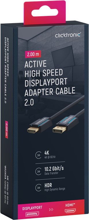 CLICKTRONIC Kabel DisplayPort DP - HDMI 2.0 4K 60Hz 2m