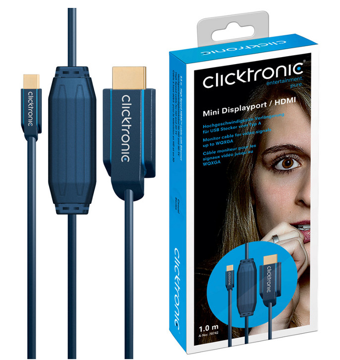 CLICKTRONIC kabel Mini DP (Display Port) - HDMI 5m