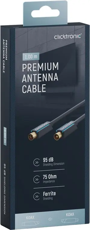 CLICKTRONIC Przyłącze kabel antenowy TV IEC gn.TV/wt.TV ekranowane 1m