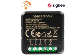 Dopuszkowy Mini ściemniacz światła dimmer przekaźnik ZigBee 3.0 Smart Life Tuya Spacetronik sterownik ZB-SD-02 Black