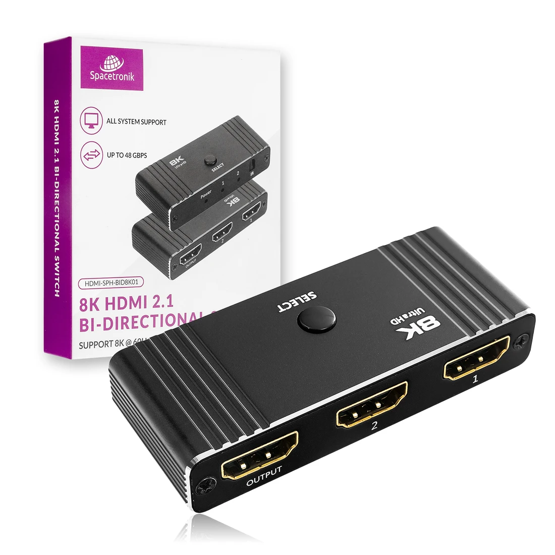 Dwukierunkowy Switch 8K HDMI 2.1 Spacetronik HDMI-SPH-BID8K01
