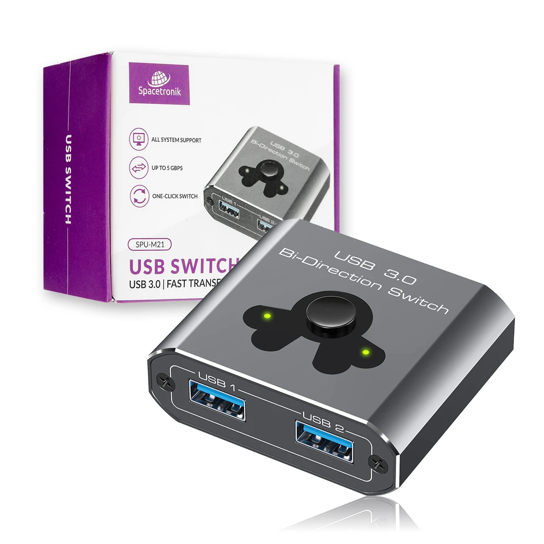Dwukierunkowy SWITCH USB 3.0 Spacetronik SPU-M21 2w1/1w2