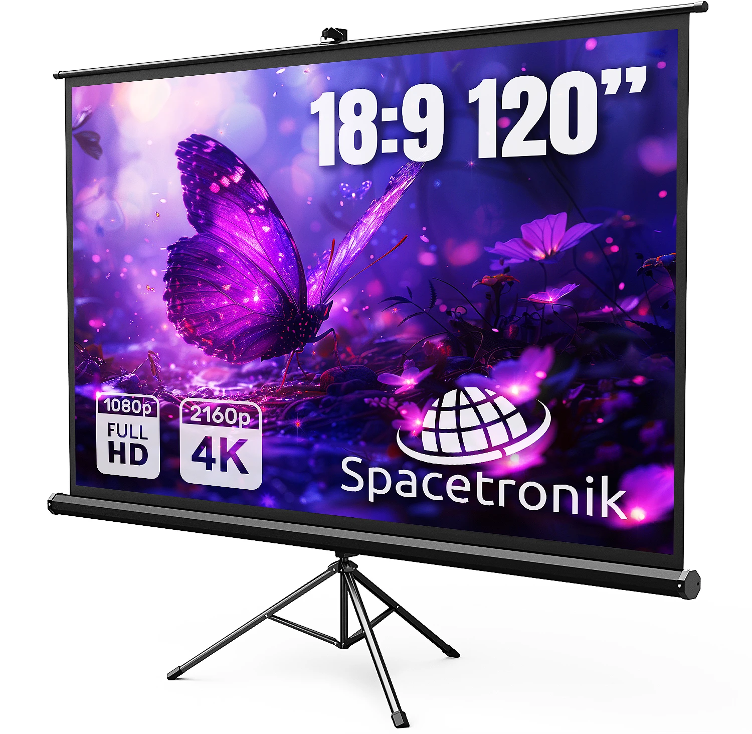 Ekran Projekcyjny Zwijany na Statywie Spacetronik 120