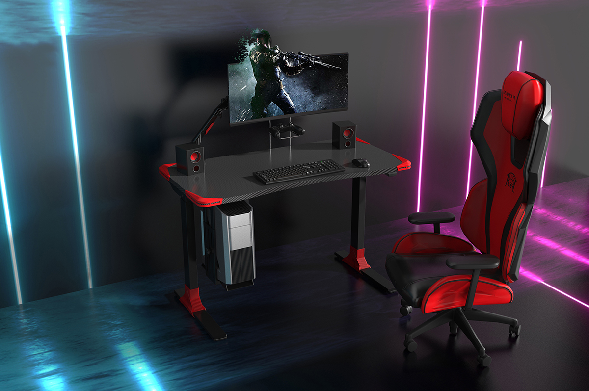 Elektryczne biurko gamingowe z regulacją wysokości Spacetronik SPE-G110B