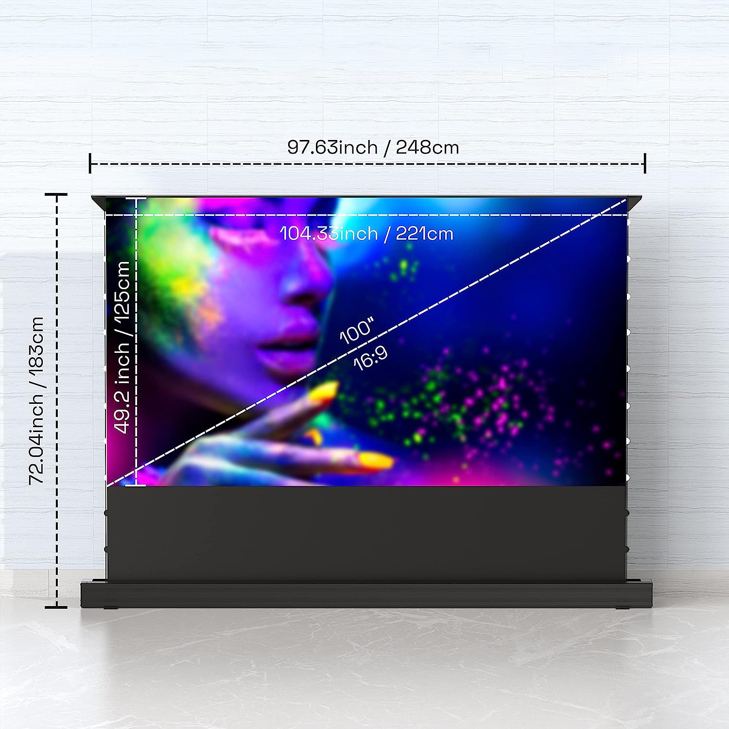 Projekcyjny ekran z podstawą, Projekcyjny ekran Pixthink 100 cali, Projekcyjny ekran 4K HD, Projekcyjny ekran na zewnątrz, Projekcyjny ekran na wieczór filmowy