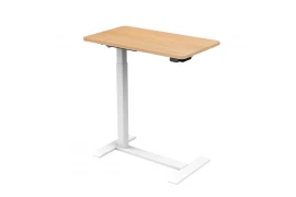 OUTLET Elektryczny stolik regulowany na kółkach Spacetronik Buddy (biały + drewno)