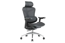 Ergonomiczne, czarne krzesło do biurka Spacetronik DORIS 30 z regulowanym zagłówkiem i podłokietnikami Spacetronik DORIS 30