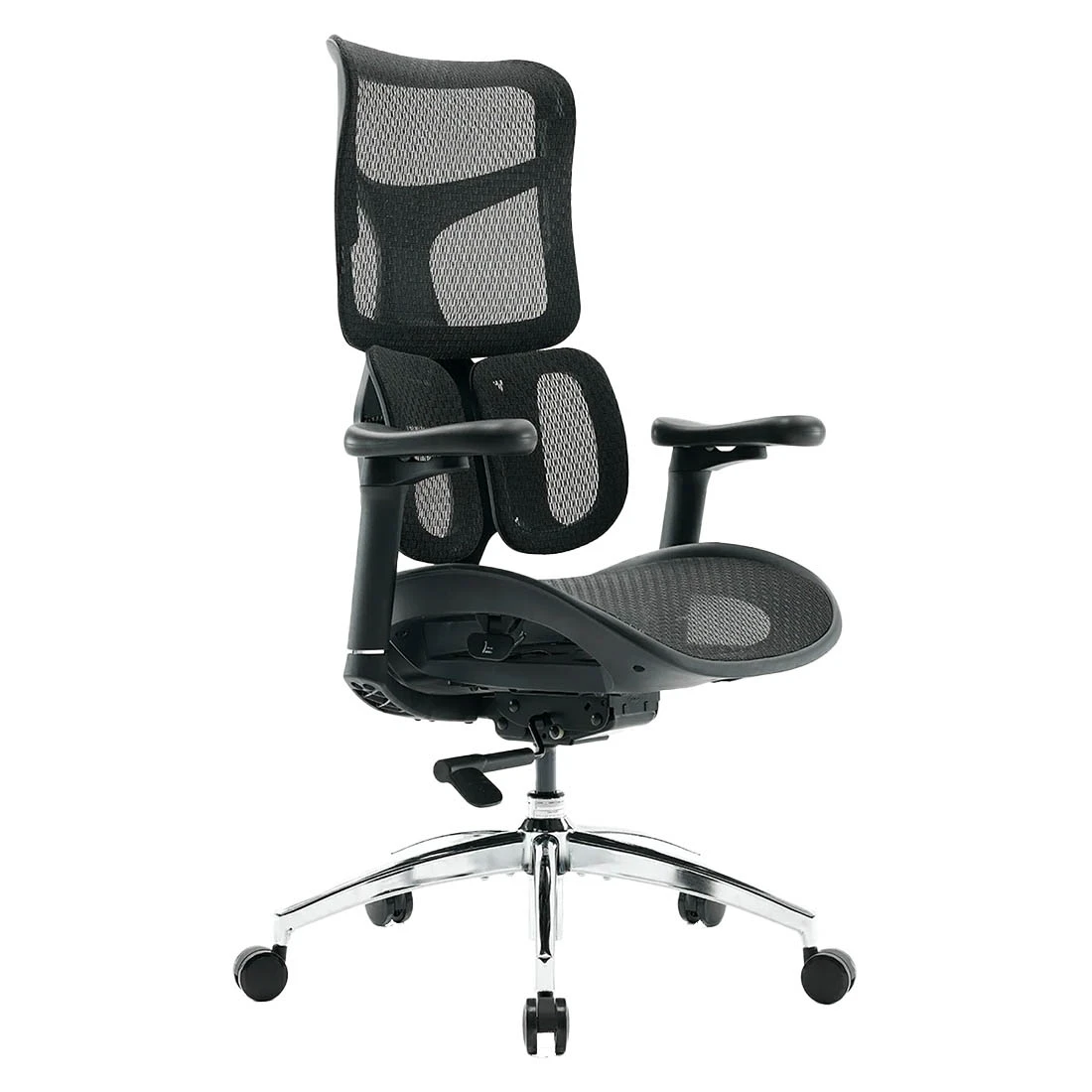 Ergonomiczny, czarny fotel biurowy do biurka - REGULACJA 4D - Spacetronik SPRINGLE 22