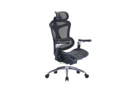 Ergonomiczny fotel biurkowy 6D Spacetronik DORIS 40 czarny z regulowanym zagłówkiem i podłokietnikami