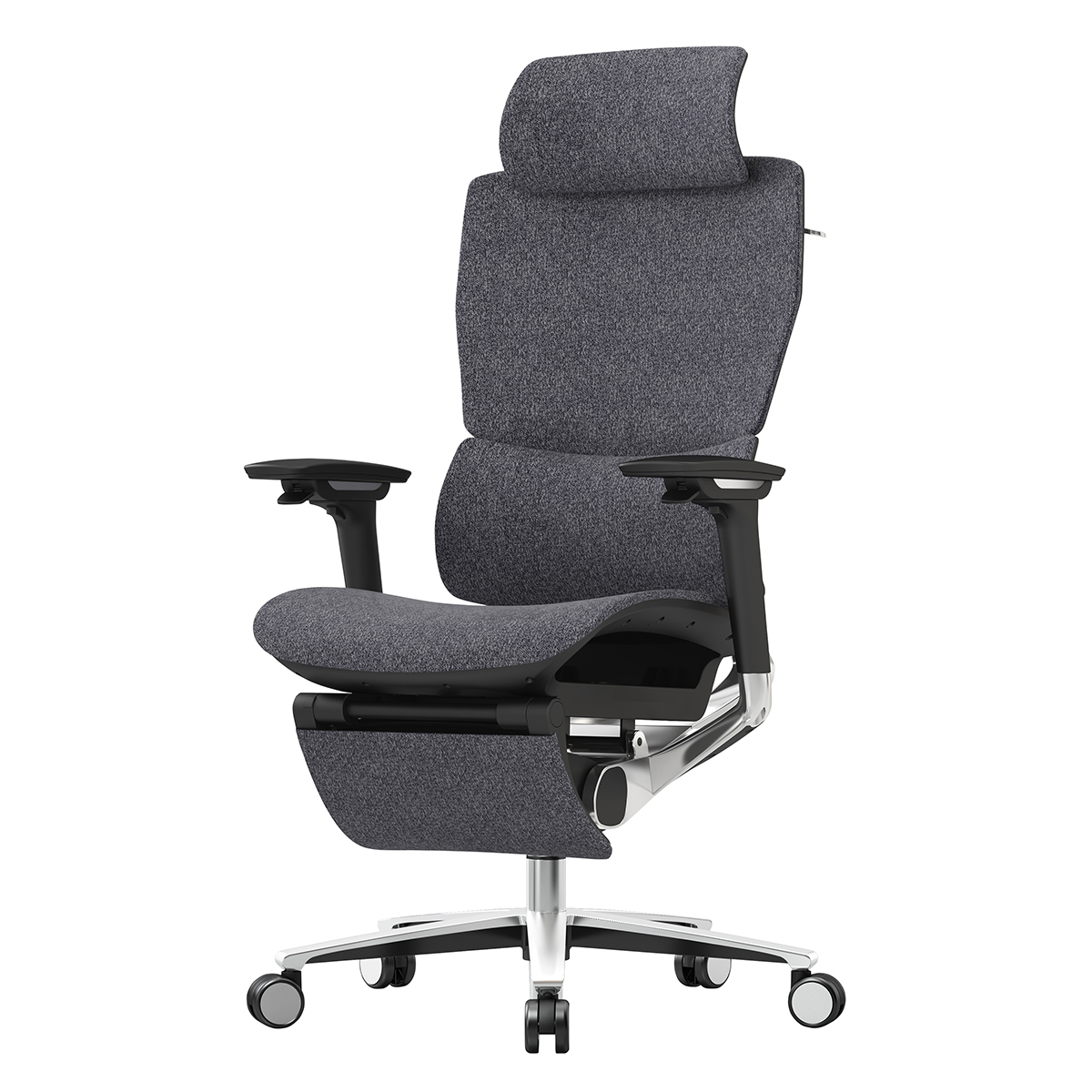 Fotel ergonomiczny biurowy 3D z podnóżkiem Spacetronik Torhild Szary