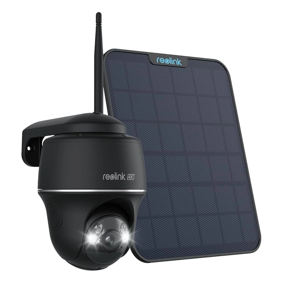 Inteligentna kamera Reolink Argus PT Ultra 8Mpix 4K, WiFi 2,4 i 5GHz z detekcją osób, czarna + Panel słoneczny