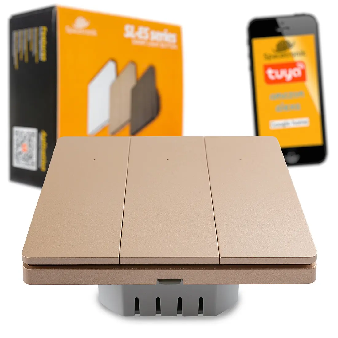 Inteligentny włącznik światła Wi-Fi potrójny Smart Life Tuya Spacetronik SL-ES31 Golden Charm