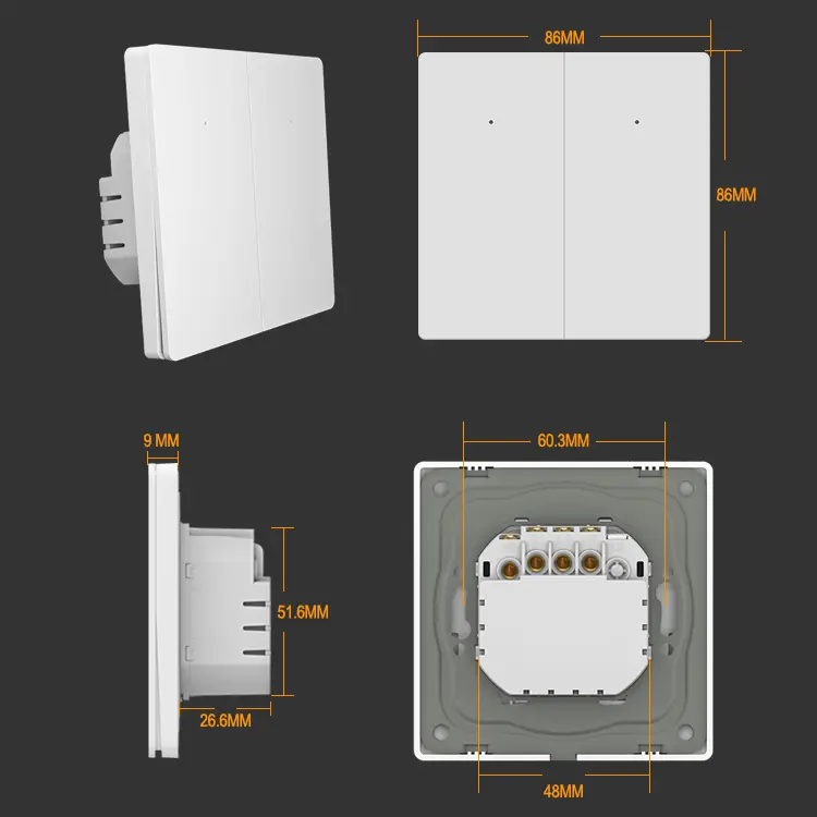 Inteligentny włącznik światła Wi-Fi podwójny Smart Life Tuya Spacetronik SL-ES21 Biały