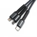 Kabel 3w1 do ładowania USB-A / USB-C + micro-USB + Lighting czarny LC93