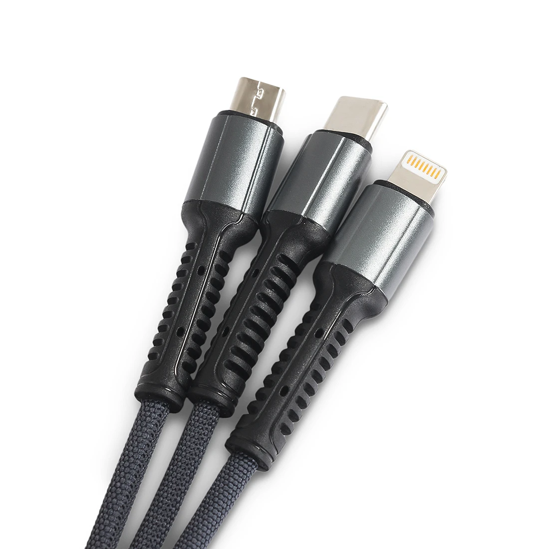 Kabel 3w1 do ładowania USB-A / USB-C + micro-USB + Lighting czarny LC93