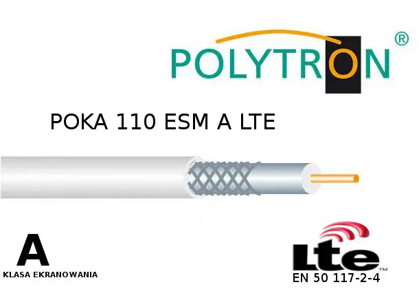 Kabel antenowy koncentryczny POLYTRON Poka 110 RG6 CU 1,02 LTE 300mb.
