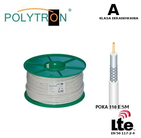 Kabel antenowy koncentryczny POLYTRON Poka 110 RG6 CU 1,02 LTE 300mb.