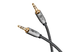 Kabel audio Jack 3,5mm AUX Goobay Plus oplot tekstylny szaro-czarny 3m