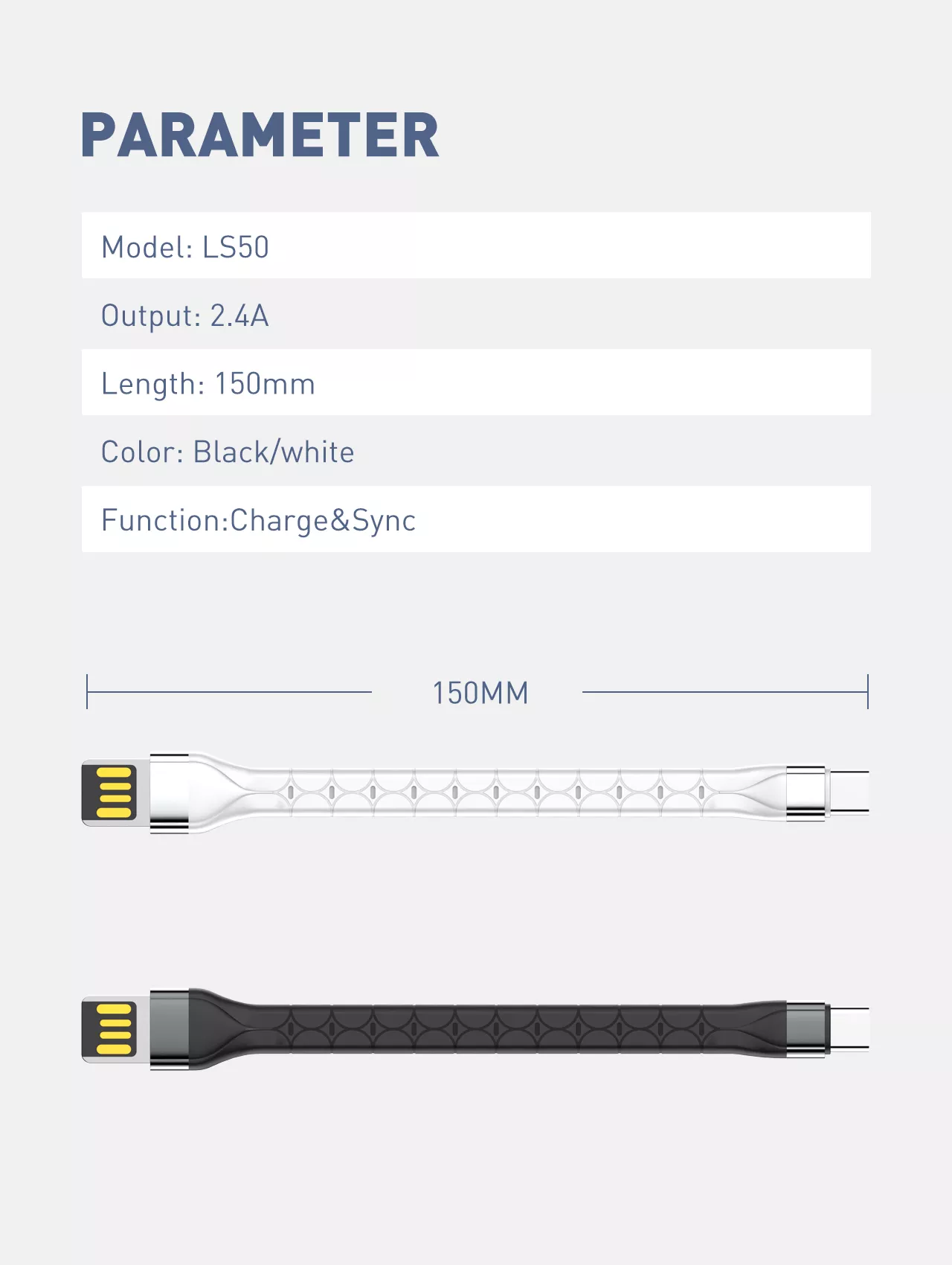 Kabel do szybkiego ładowania USB-A / Lightning 15cm biały LS50L