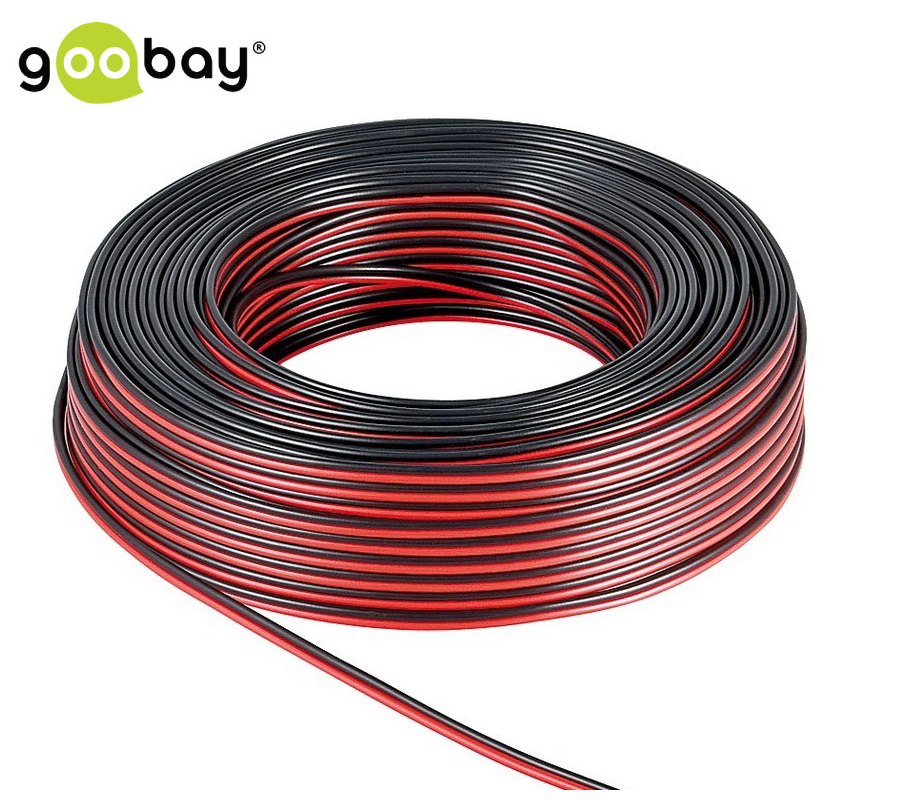 Kabel głośnikowy GOOBAY czarno-czerwony 2x2,5mm² CCA rolka 50m