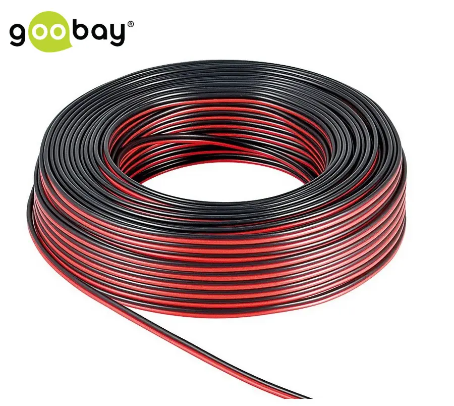 Kabel głośnikowy GOOBAY czarno-czerwony 2x2,5mm² CCA rolka 50m