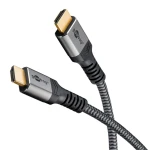 Kabel HDMI 2.1 8K 60Hz ARC HDR 3D Goobay Plus oplot tekstylny szaro-czarny 1m