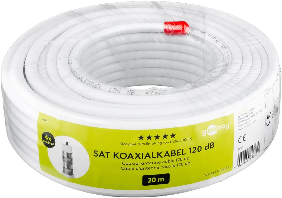 Kabel Koncentryczny RG6 Goobay 4xEKRAN 120dB CCS 20m