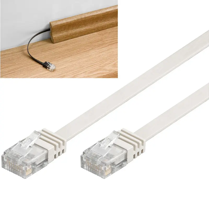 Kabel LAN Patch CAT 6 U/UTP PŁASKI BIAŁY 20m