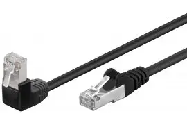 Kabel LAN Patchcord CAT 5e F/UTP CZARNY KĄTOWY 1x90st. 5m