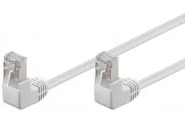 Kabel LAN Patchcord CAT 5e F/UTP BIAŁY KĄTOWY 2x90st. 0,5m